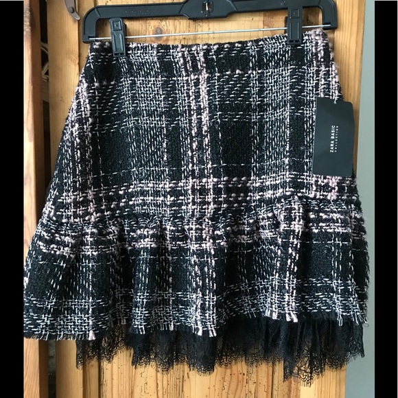 Zara Dresses & Skirts - Zara Black and Pink Tweed Skirt